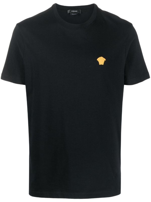 browns Versace Black Medusa Embroidered Cotton T-shirt | Browns T-Shirts
