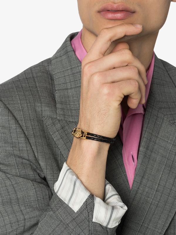 Browns Versace Black Medusa Leather Bracelet | Browns Bracelets