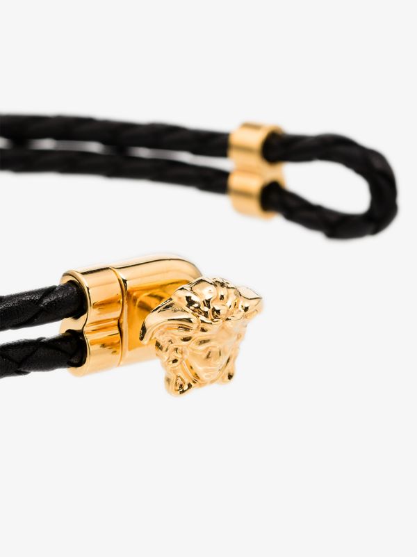Browns Versace Black Medusa Leather Bracelet | Browns Bracelets