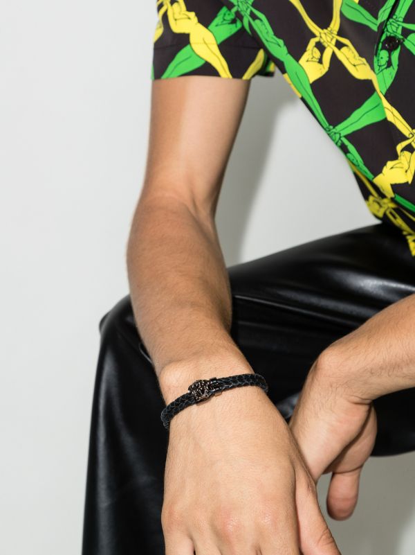 Browns Versace Black Medusa Leather Bracelet | Browns Bracelets