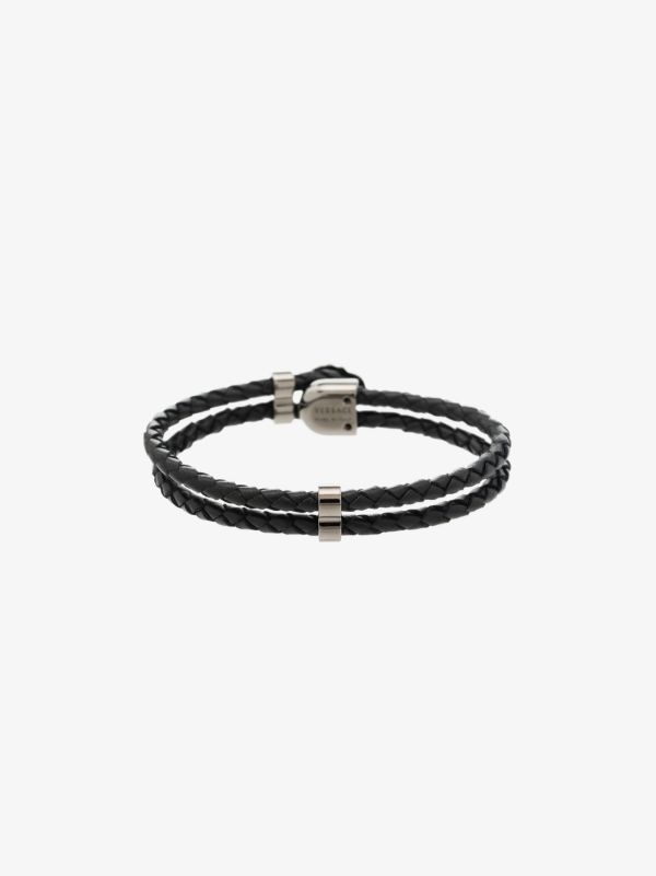 Browns Versace Black Medusa Leather Bracelet | Browns Bracelets