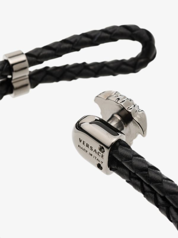 Browns Versace Black Medusa Leather Bracelet | Browns Bracelets