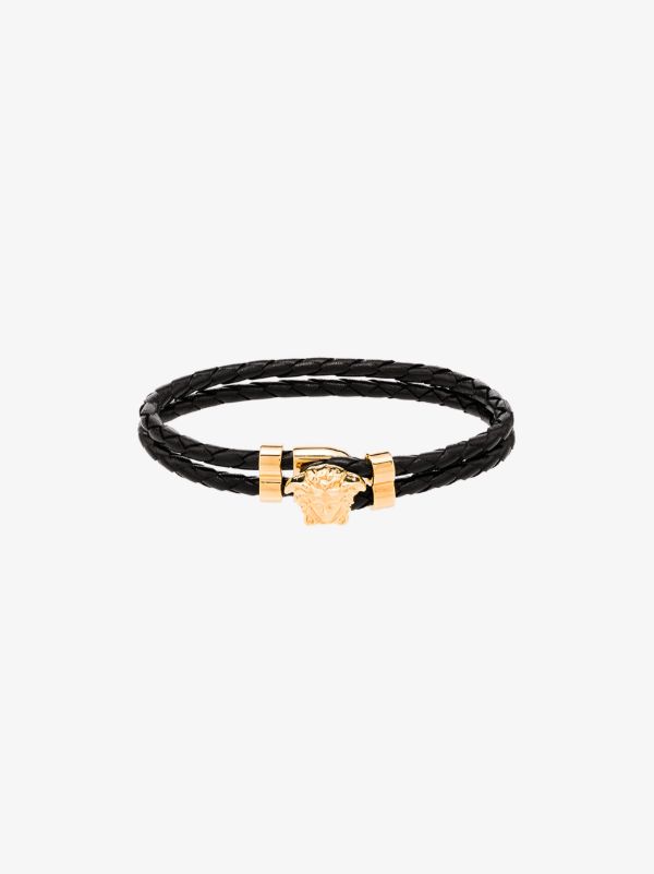 browns Versace black medusa leather bracelet | Browns Bracelets