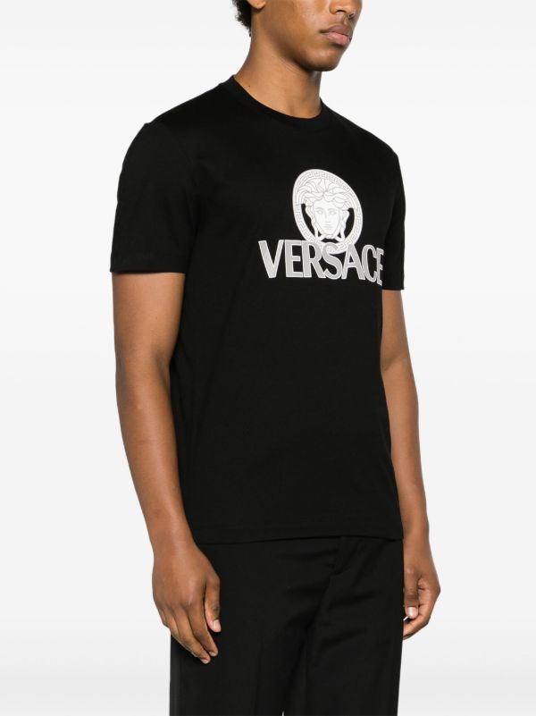 Browns Versace Black Medusa Logo-Print Cotton T-shirt | Browns T-Shirts