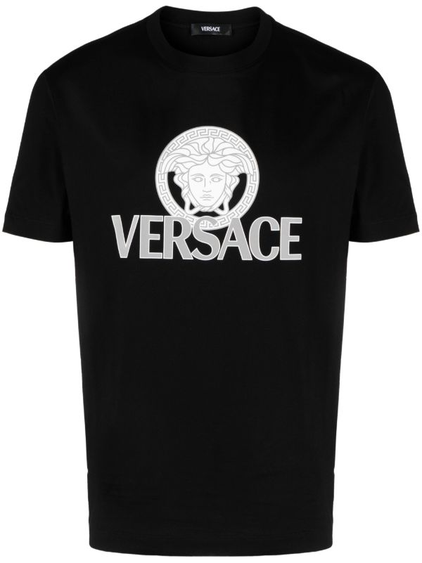 browns Versace Black Medusa Logo-Print Cotton T-shirt | Browns T-Shirts