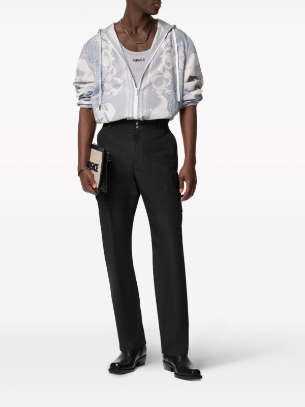 Browns Versace Black Milano Stamp-Embroidery Straight Trousers | Browns Regular-Fit & Straight Leg Pants