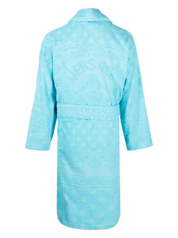 Browns Versace Blue Barocco Terry-Cloth Cotton Robe | Browns Dressing Gowns & Robes