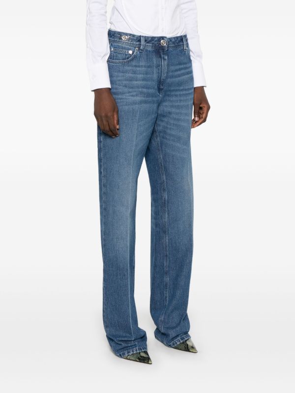 Browns Versace Blue Mid-Rise Straight-Leg Jeans | Browns Straight-Leg Jeans