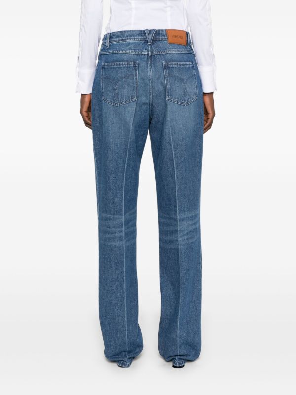 Browns Versace Blue Mid-Rise Straight-Leg Jeans | Browns Straight-Leg Jeans