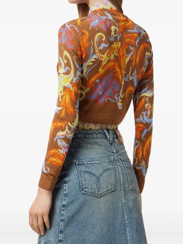 Browns Versace Exotic Barocco Cropped Cardigan | Browns Cardigans