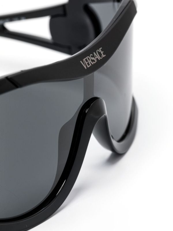 Browns Versace Eyewear Black Shield-Frame Sunglasses | Browns Sunglasses