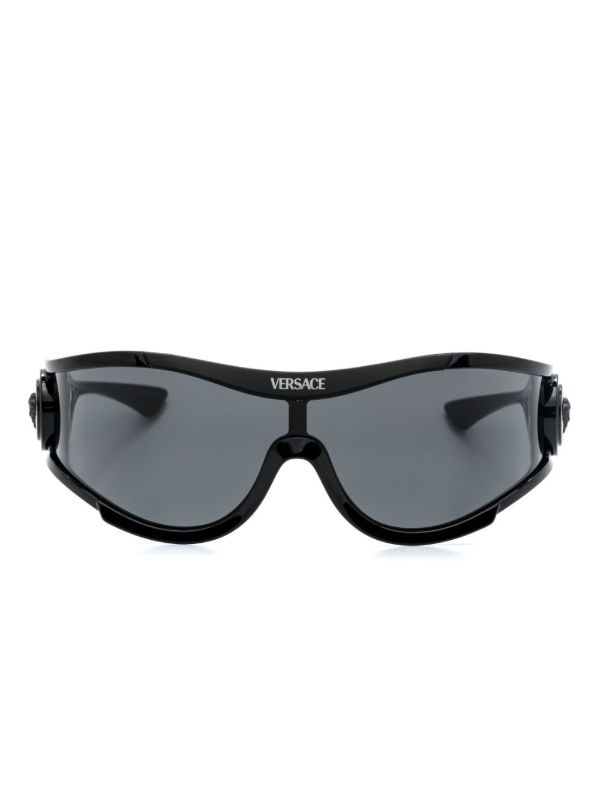 browns Versace Eyewear Black Shield-Frame Sunglasses | Browns Sunglasses