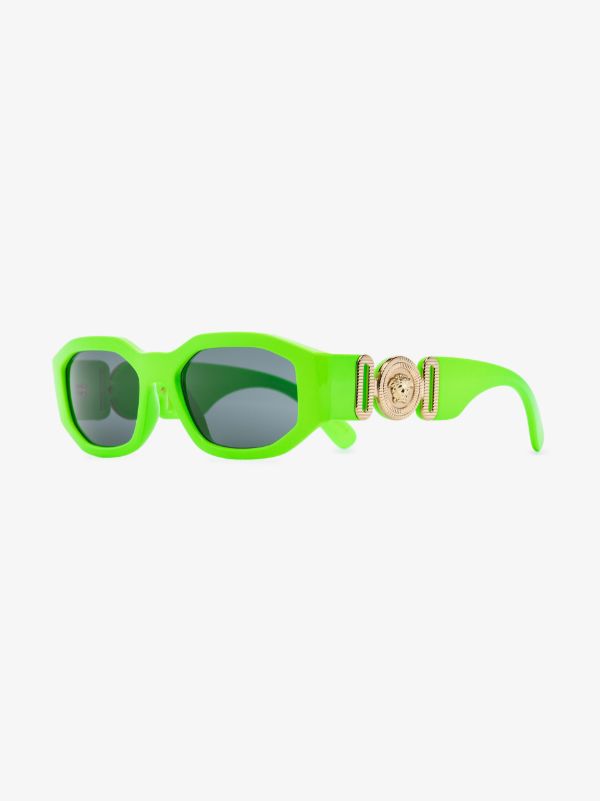 Browns Versace Eyewear Green Biggie Geo Rectangular Sunglasses | Browns Sunglasses