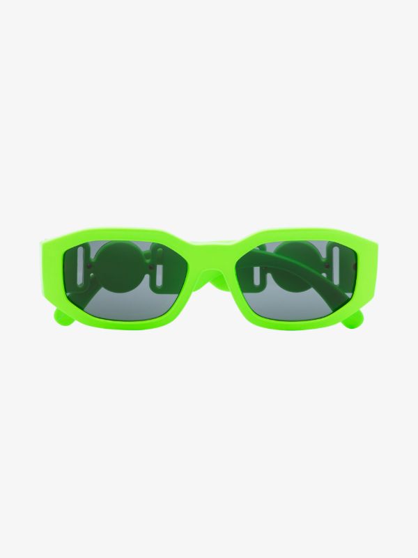 browns Versace Eyewear Green Biggie Geo Rectangular Sunglasses | Browns Sunglasses