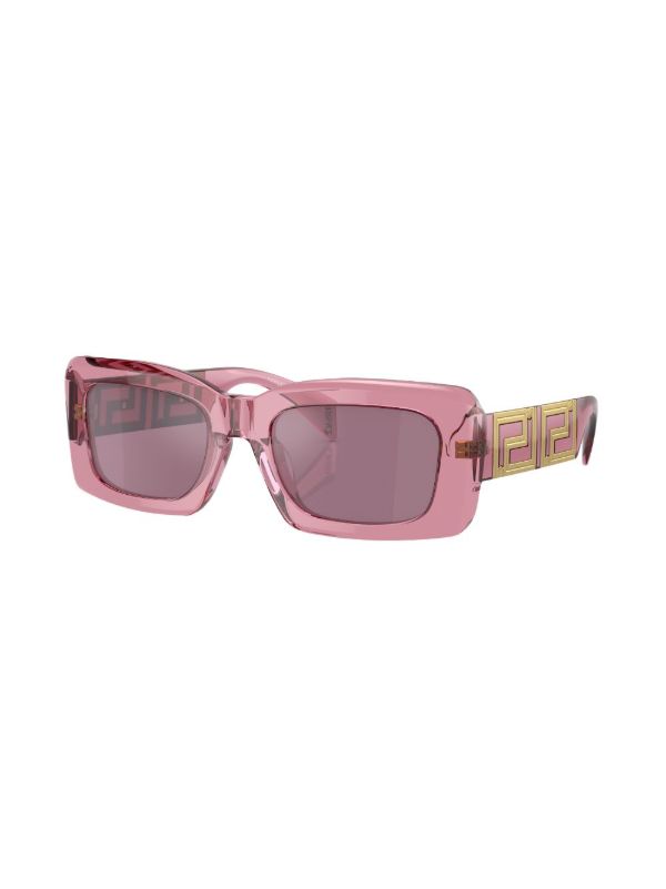 Browns Versace Eyewear Pink Logo Plaque Rectangle Sunglasses | Browns Sunglasses