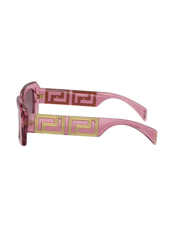 Browns Versace Eyewear Pink Logo Plaque Rectangle Sunglasses | Browns Sunglasses