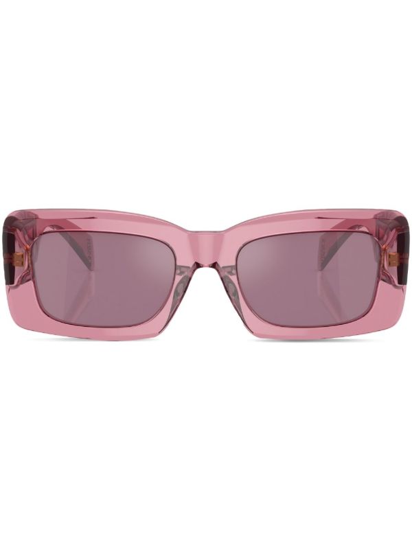 browns Versace Eyewear Pink Logo Plaque Rectangle Sunglasses | Browns Sunglasses