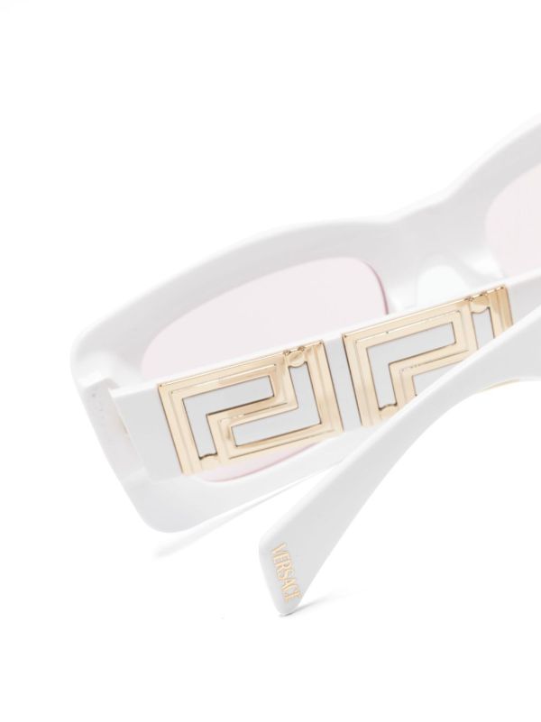 Browns Versace Eyewear White Endless Greca Rectangular Sunglasses | Browns Sunglasses