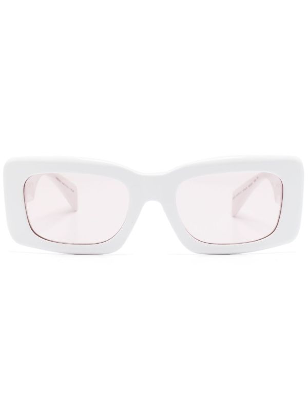 browns Versace Eyewear White Endless Greca Rectangular Sunglasses | Browns Sunglasses