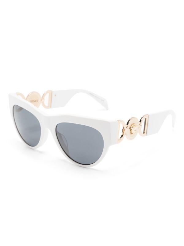 Browns Versace Eyewear White Medusa Cat Eye Sunglasses | Browns Sunglasses