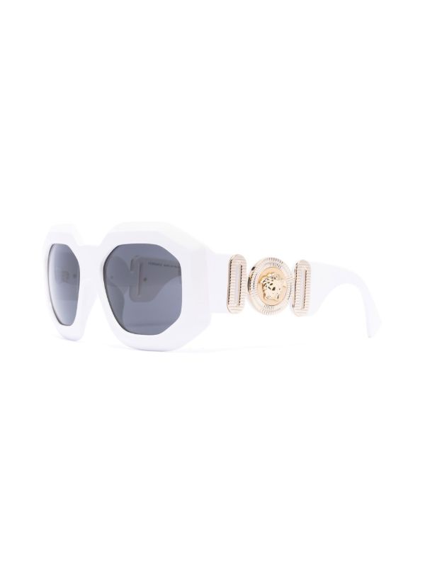Browns Versace Eyewear White Medusa Plaque Sunglasses | Browns Sunglasses