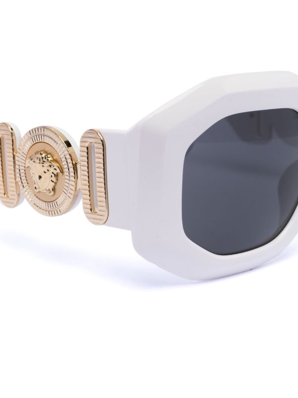 Browns Versace Eyewear White Medusa Plaque Sunglasses | Browns Sunglasses