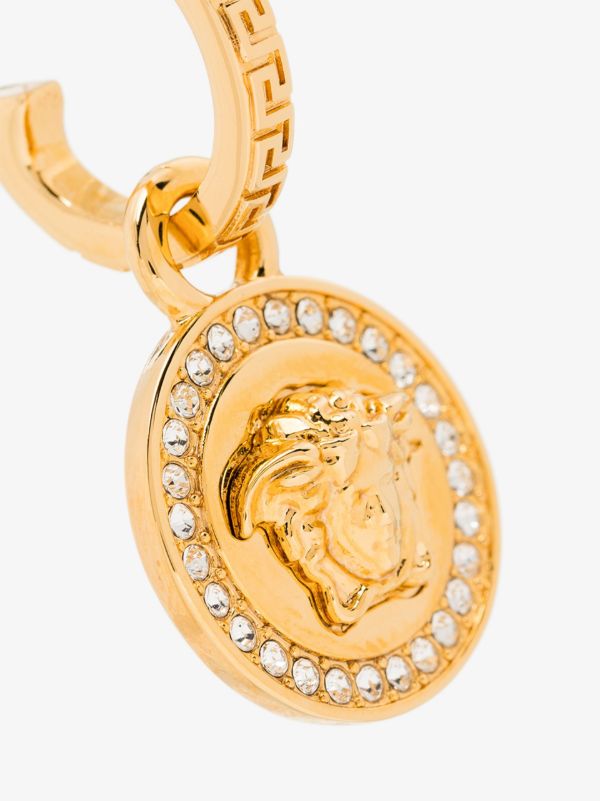 Browns Versace Gold Tone Greca Medusa Crystal Earrings | Browns Earrings