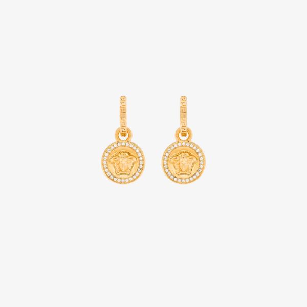 browns Versace gold tone Greca Medusa crystal earrings | Browns Earrings