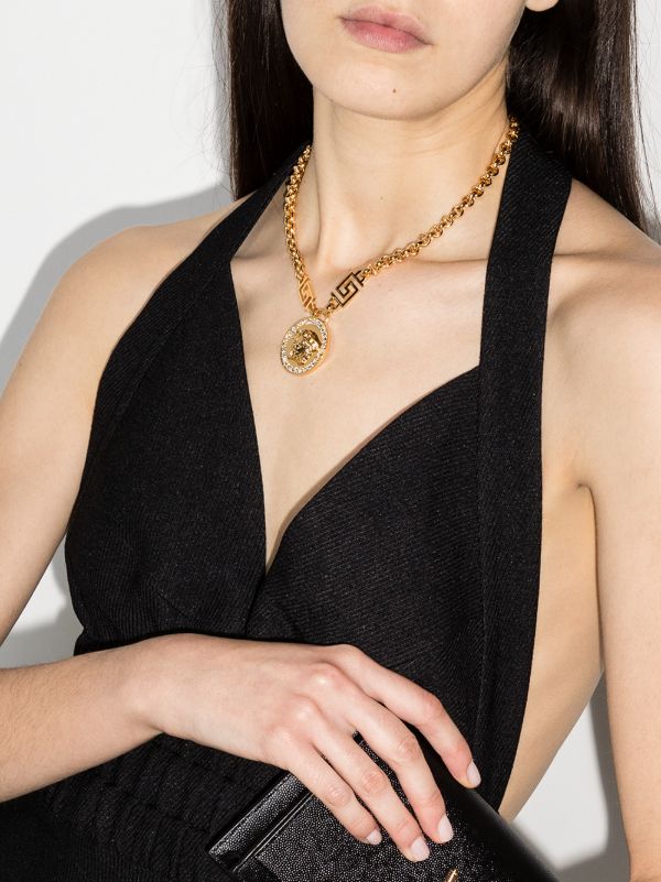 Browns Versace Gold-Tone Icon Medusa Crystal Necklace | Browns Necklaces