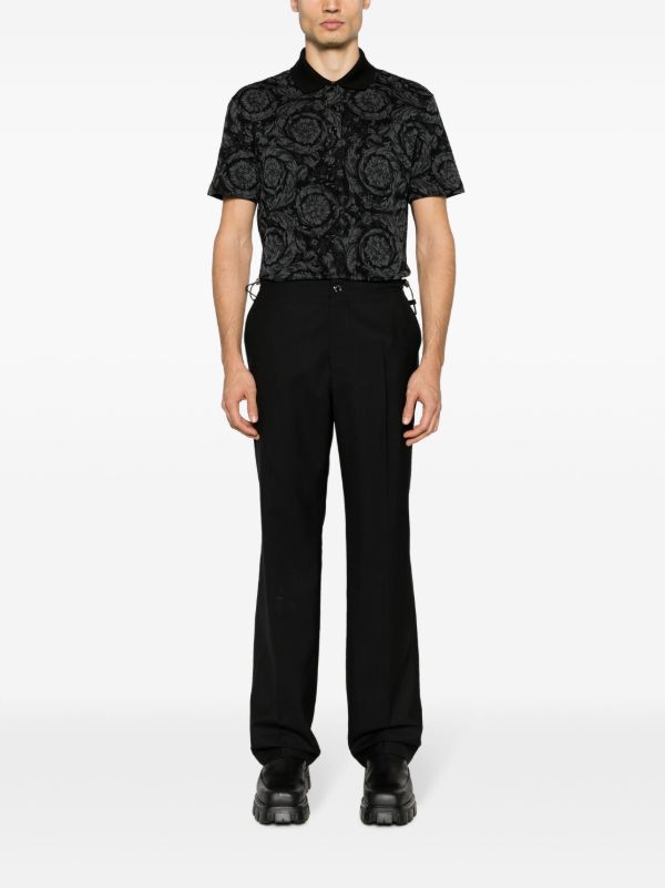 Browns Versace Grey Barocco-Jacquard Polo Shirt | Browns Polo Shirts
