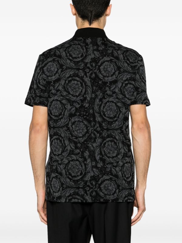 Browns Versace Grey Barocco-Jacquard Polo Shirt | Browns Polo Shirts