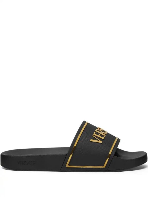 browns Versace logo-print slides | Browns Flip-Flops & Slides