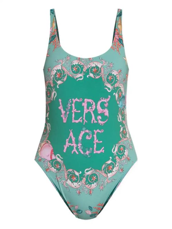 browns Versace logo-print swimsuit | Browns One-Pieces