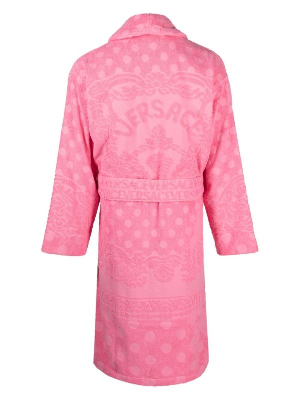 Browns Versace Pink Barocco Terry-Clotch Cotton Robe | Browns Dressing Gowns & Robes