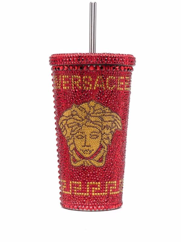 browns Versace Red Medusa Crystal Embellished Travel Cup | Browns Cups & Tea Sets