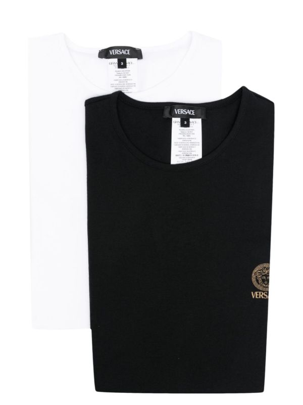 browns Versace White and Black Medusa-Print Cotton T-shirt Set | Browns T-Shirts