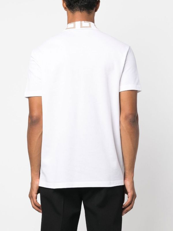 Browns Versace White Greca Cotton Polo Shirt | Browns Polo Shirts