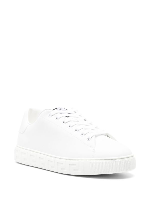 Browns Versace White Greca Faux Leather Sneakers | Browns Low-Tops