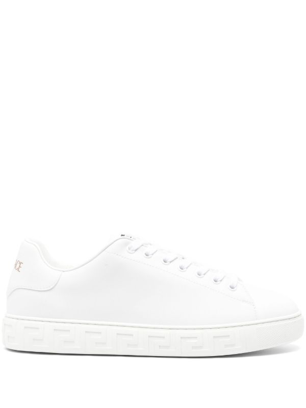 browns Versace White Greca Faux Leather Sneakers | Browns Low-Tops