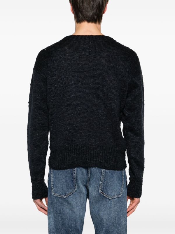 Browns Visvim Blue Intarsia-Knit Silk Sweater | Browns Knitted Sweaters