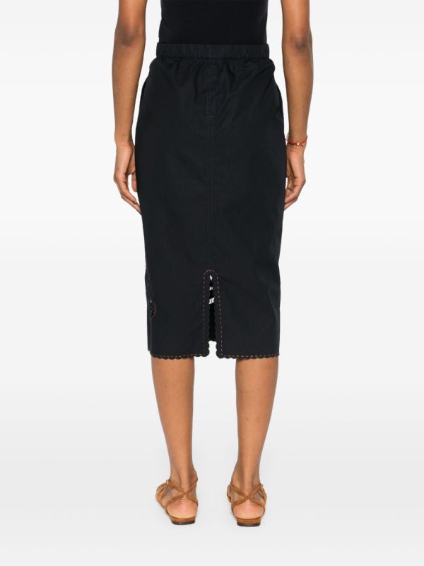 Browns Vita Kin Black Cut-Embroidered Cotton Pencil Skirt | Browns Pencil Skirts
