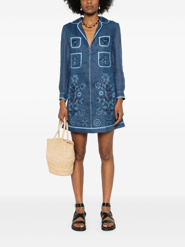 Browns Vita Kin Blue Misha Linen Mini Dress | Browns Day Dresses