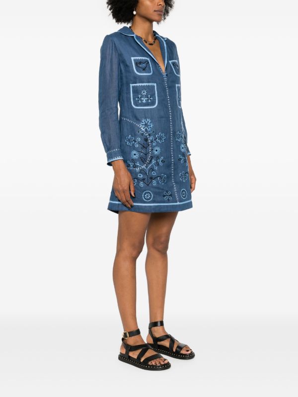 Browns Vita Kin Blue Misha Linen Mini Dress | Browns Day Dresses