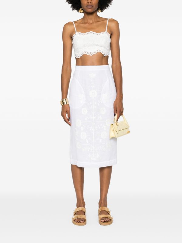 Browns Vita Kin White Cut-Embroidered Linen Skirt | Browns High-Waisted Skirts