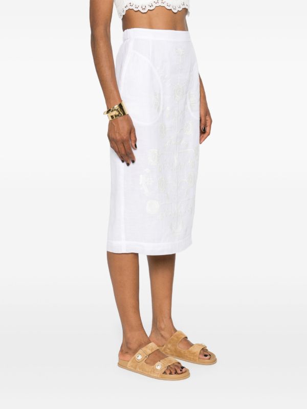 Browns Vita Kin White Cut-Embroidered Linen Skirt | Browns High-Waisted Skirts