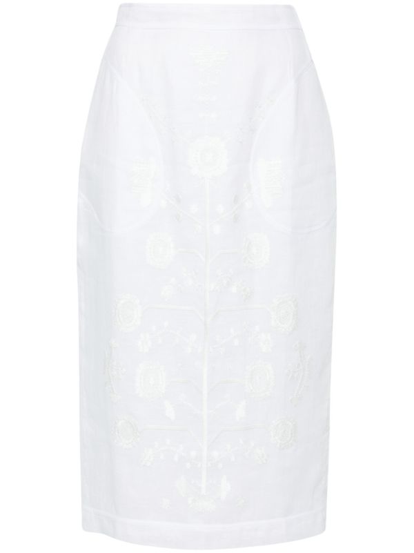 browns Vita Kin White Cut-Embroidered Linen Skirt | Browns High-Waisted Skirts