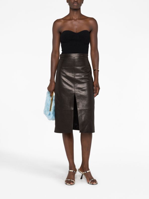Browns WARDROBE.NYC Black Ribbed Strapless Top | Browns Knitted Tops