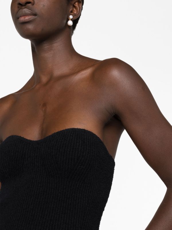 Browns WARDROBE.NYC Black Ribbed Strapless Top | Browns Knitted Tops