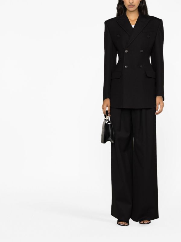 Browns WARDROBE.NYC Black Wide-leg Wool Trousers | Browns Slacks