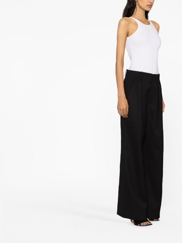 Browns WARDROBE.NYC Black Wide-leg Wool Trousers | Browns Slacks